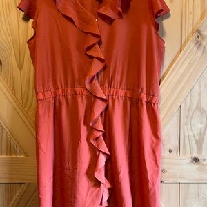 Miss Tina Plus Size Orange Ruffled Zip Up Sundress 2XL 20. Light Beachy Coastal